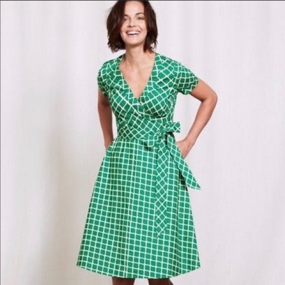 Boden Lara Wrap Dress meadow green